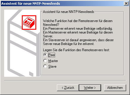 Assistent für neue NNTP-Newsfeeds - Remoteserver